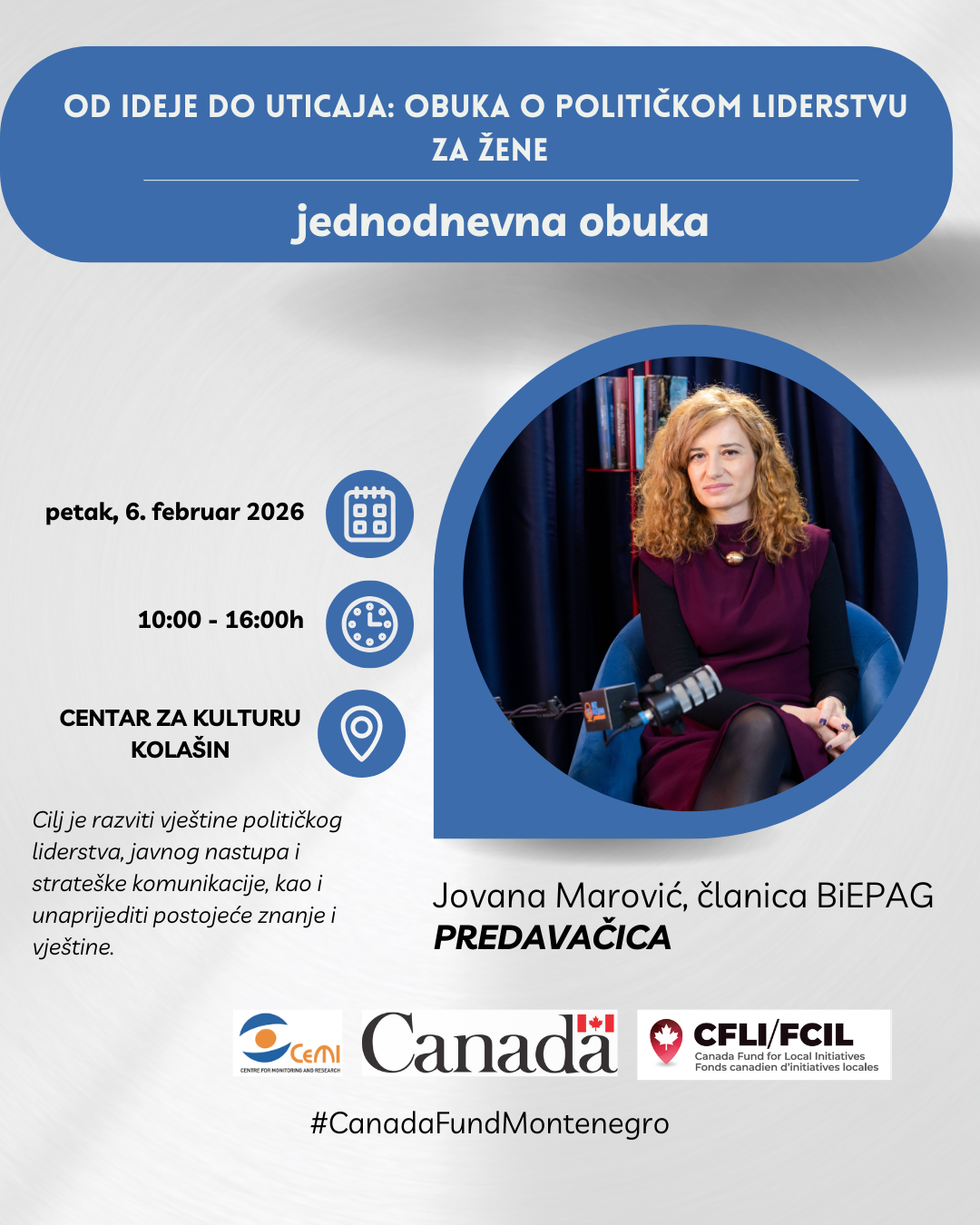 NAJAVA: Organizujemo drugu jednodnevnu obuku - Od ideje do uticaja: obuka za političko liderstvo za žene
