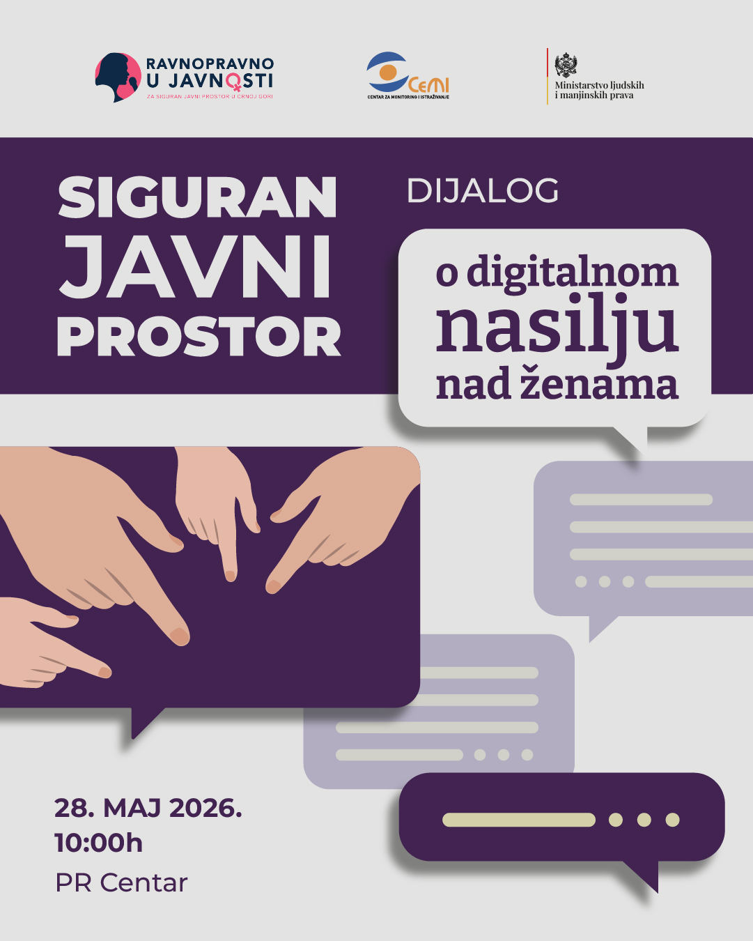 NAJAVA DOGAĐAJA - Konferencija ,,Siguran javni prostor- dijalog o digitalnom nasilju nad ženama"